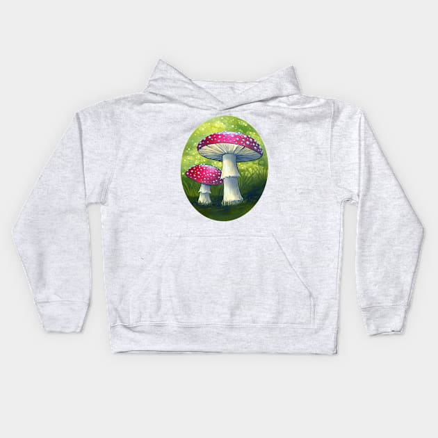 Cottagecore Mushrooms Kids Hoodie by Molly11
